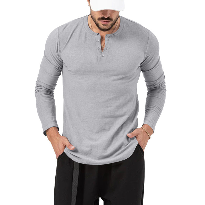 Herrer Langærmet skjorte med mode Henley-udskæring og praktiske knapper Stilla