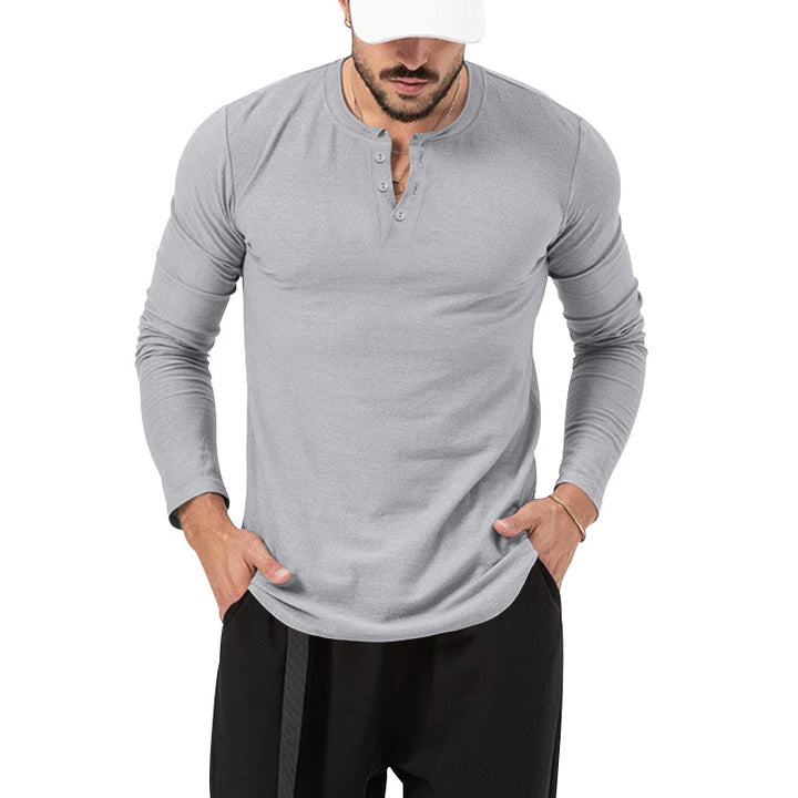 Herrer Langærmet skjorte med mode Henley-udskæring og praktiske knapper Stilla