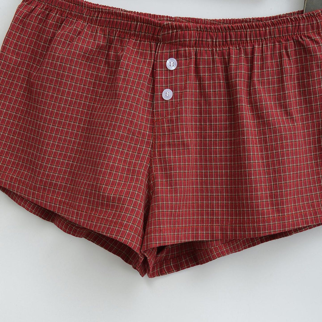 Dame Behagelige Rude Shorts i klassisk snit med elastisk linning Stilla