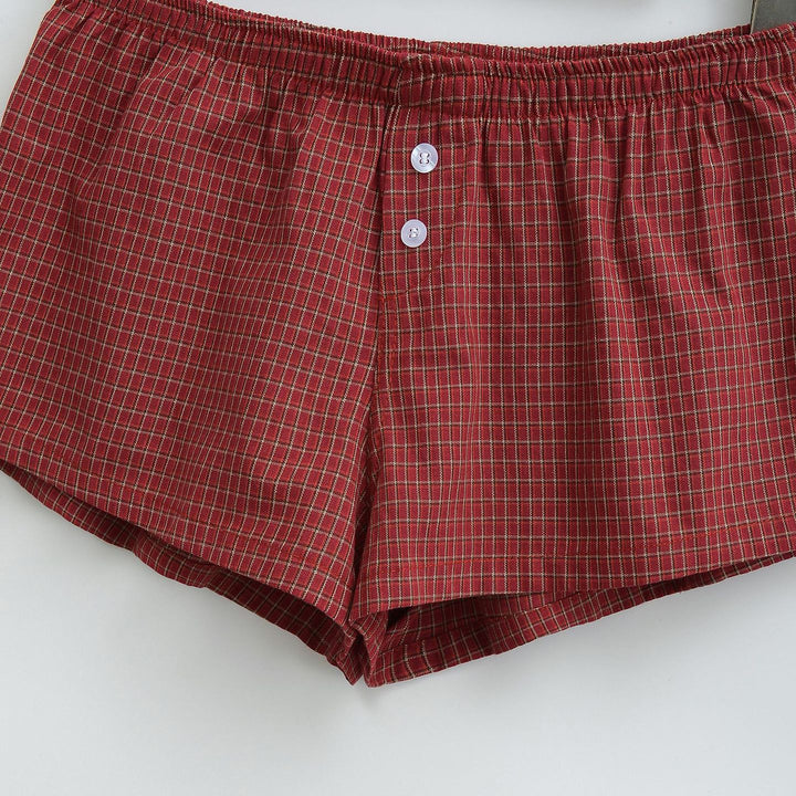 Dame Behagelige Rude Shorts i klassisk snit med elastisk linning Stilla