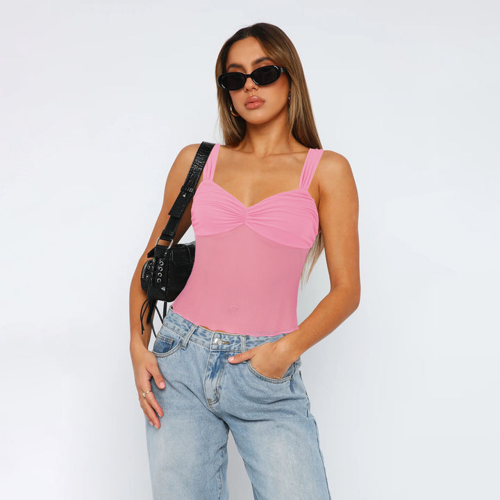 Dame figurtilpasset Bustier-body med rynkeeffekt og justerbare stropper Stilla