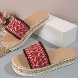 Dame Moda-sandaler med håndvævet strop-design og komfortabel platformsål Stilla
