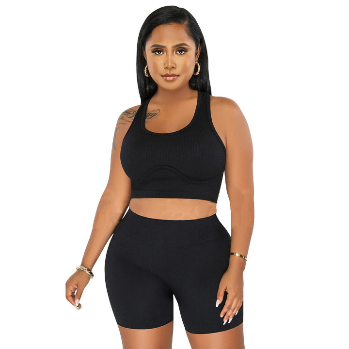 Damer Sporty Crop-Top og Shorts Sæt Stilla