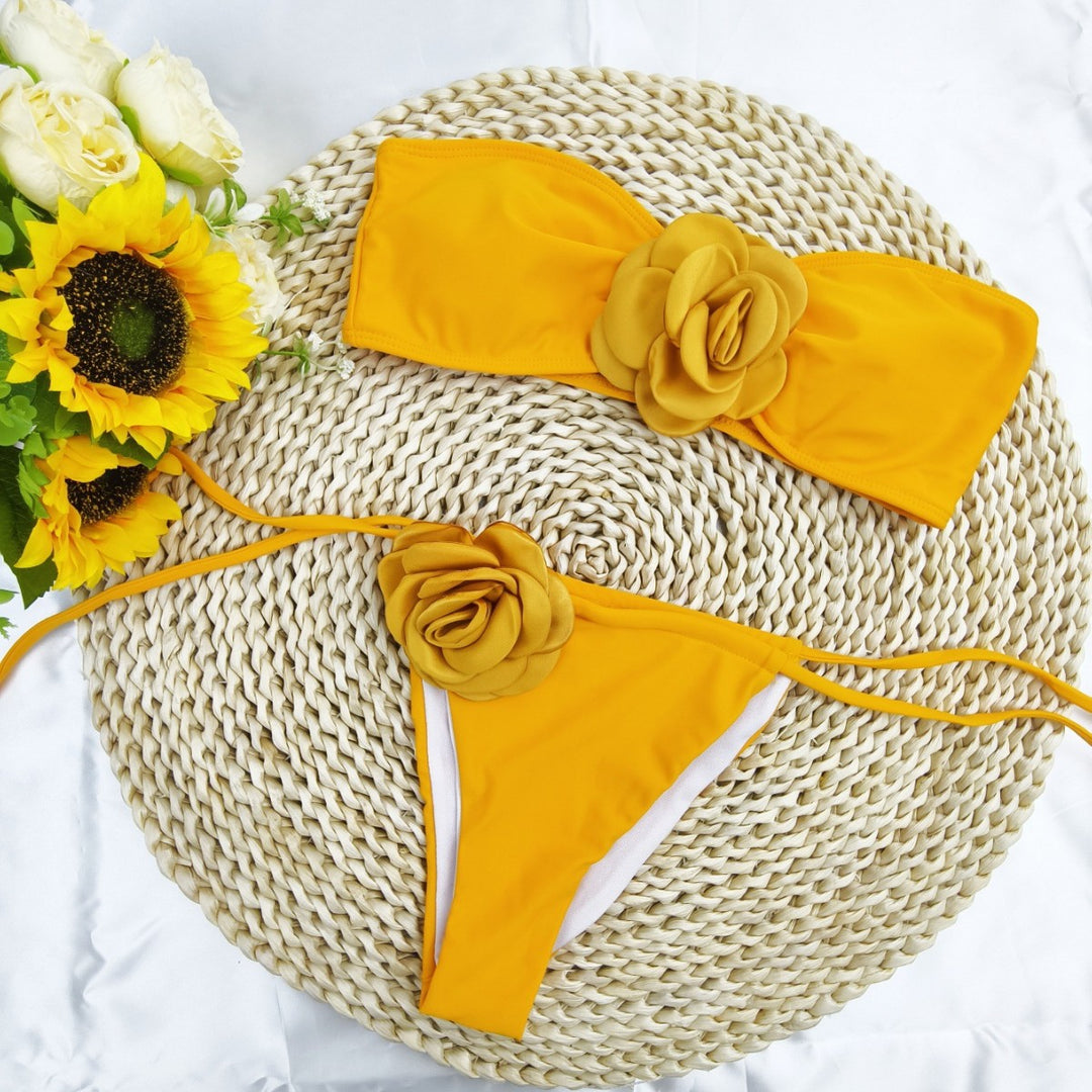 Dame Bikini-sæt med blomster top og sidesnore Stilla