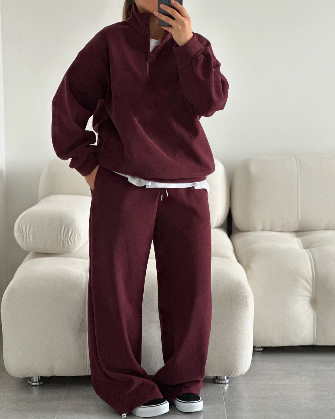 Kvinder casual fleece top og komfortable joggingbukser sæt Skovae