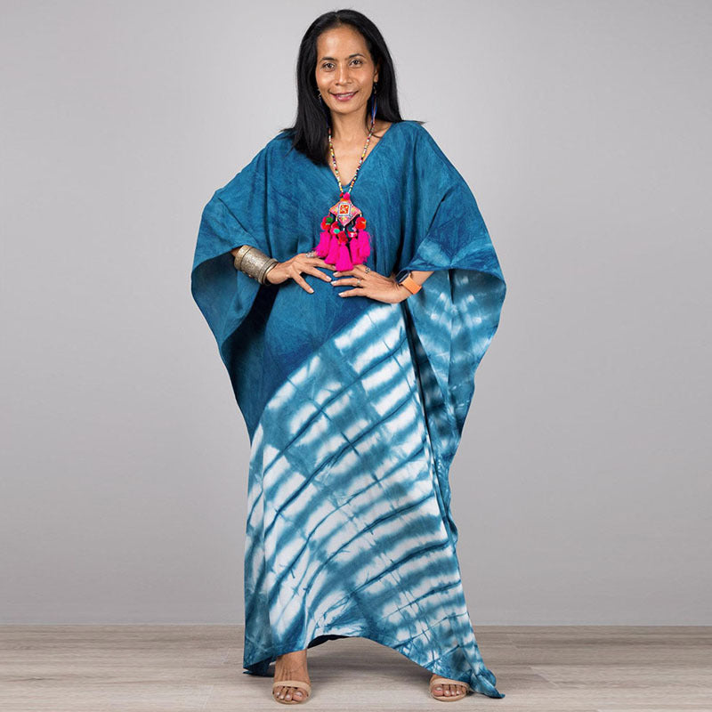 Dame kaftan med kunstnerisk tie-dye-design Stilla