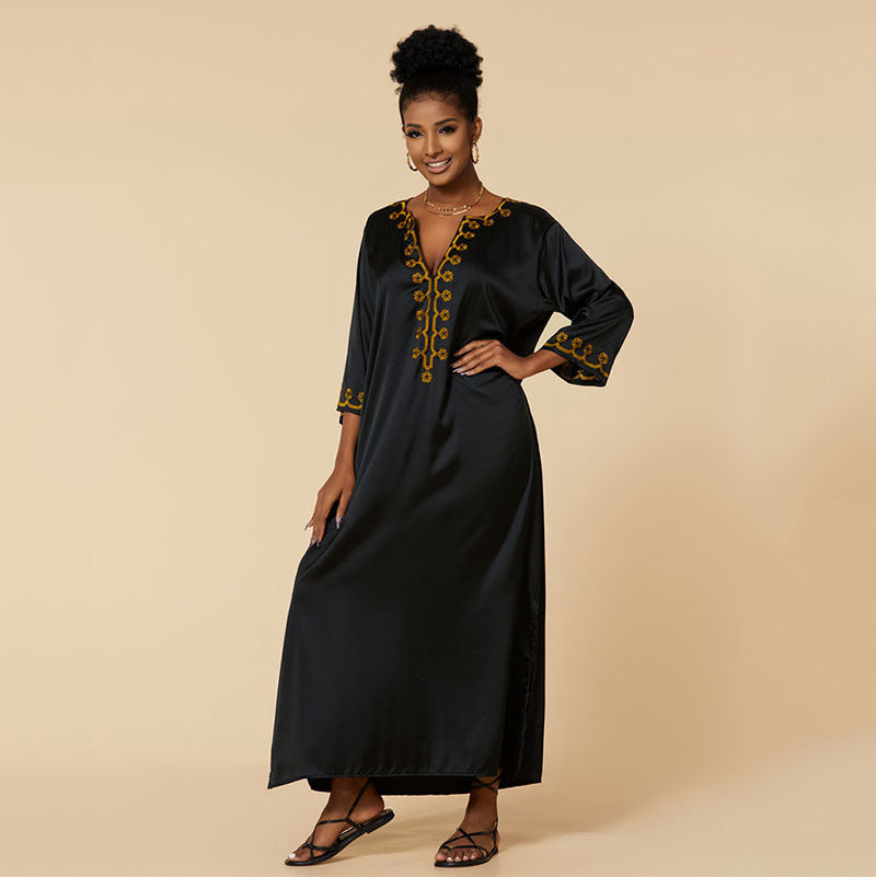 Dame Elegant Kaftankjole med kunstnerisk broderi Stilla