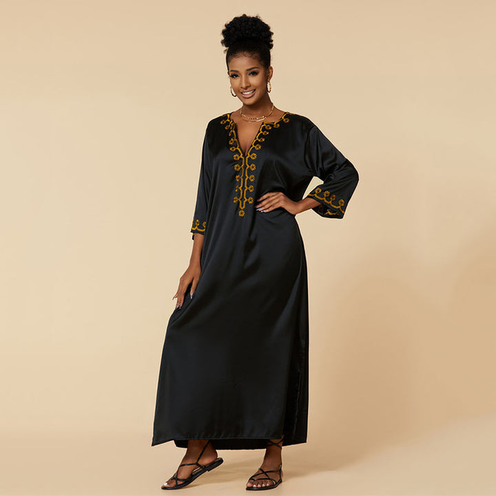 Dame Elegant Kaftankjole med kunstnerisk broderi Stilla