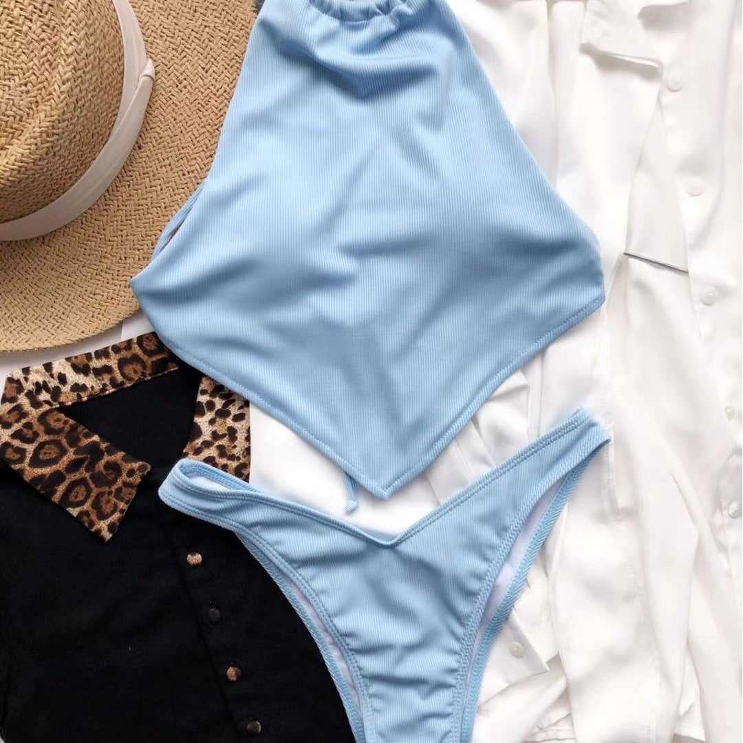 Dame Sporty Bikini-top med asymmetrisk snit og effektfuld krave Stilla