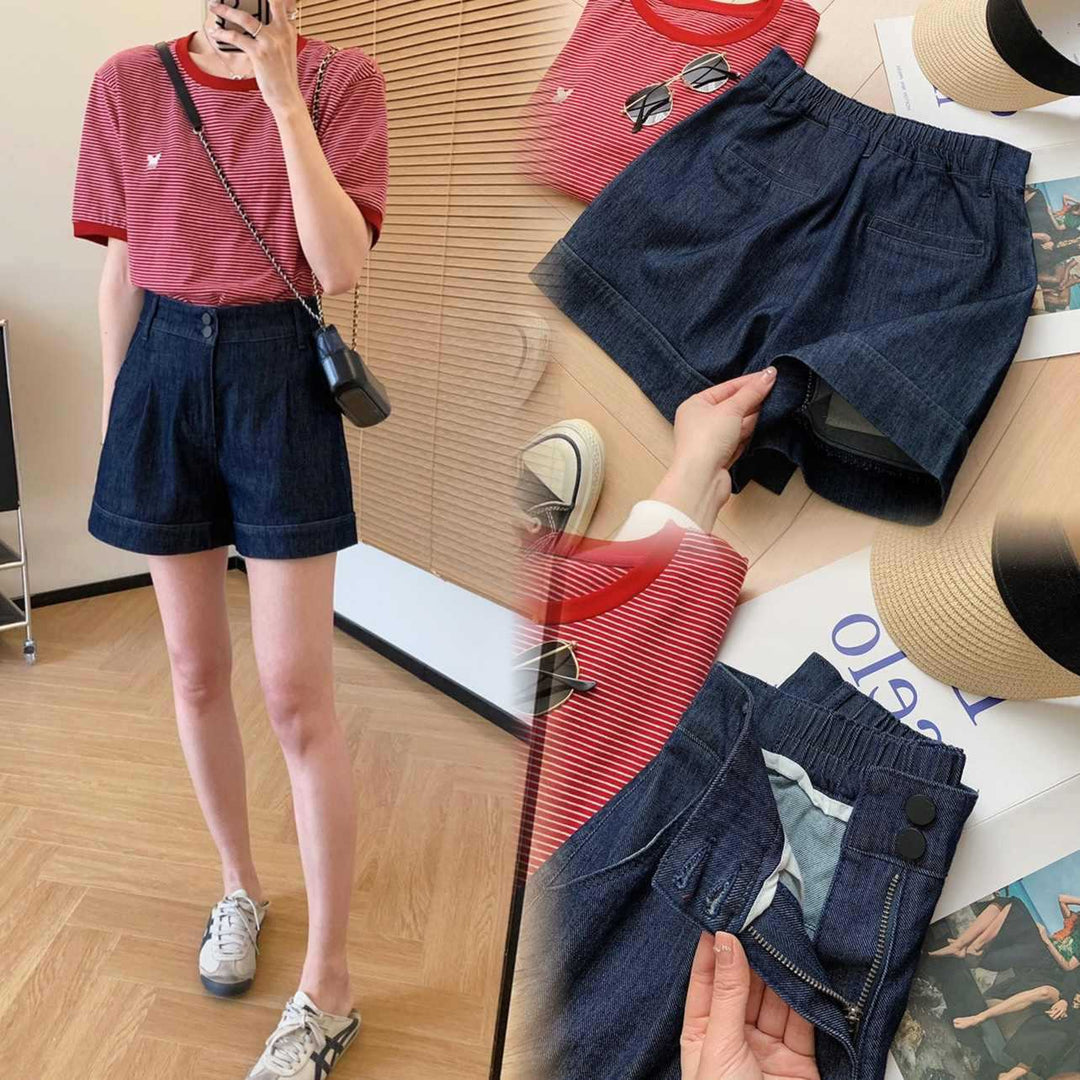Dame Lette Denim-Shorts i Casual-Stil Stilla