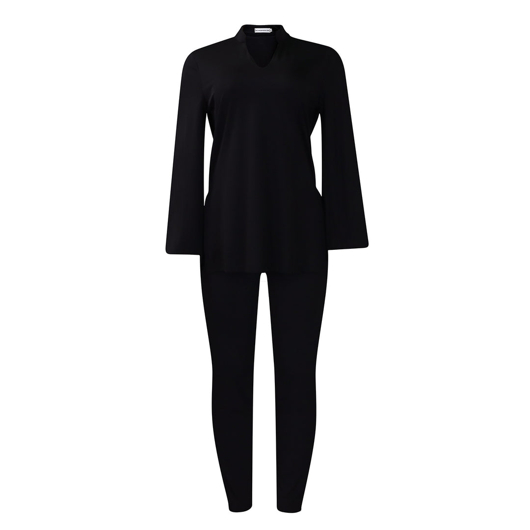 Dame afslappet to-dels sæt med elegant bluse og lange leggings Stilla