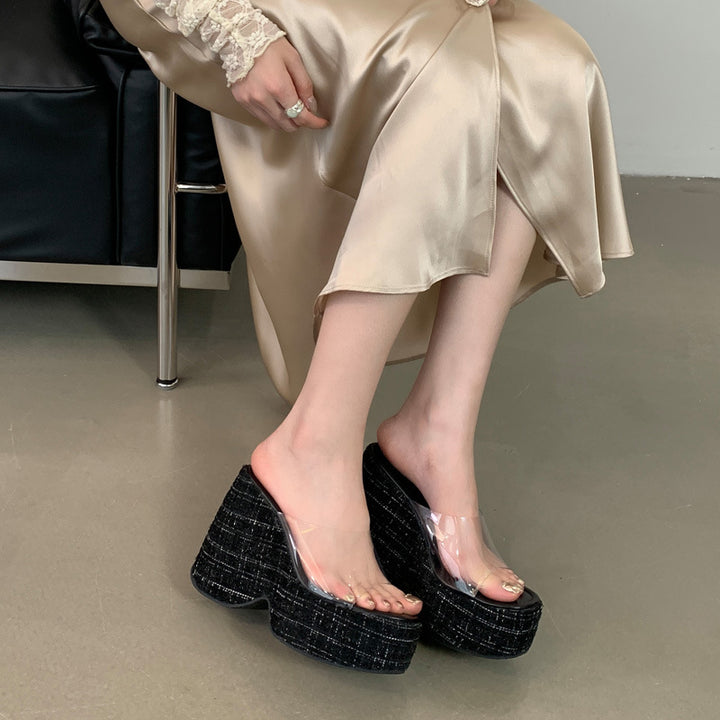 Dame mode Wedge-sandaler med gennemsigtigt forblad og struktureret plateau Stilla