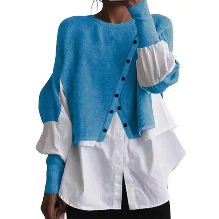 Femme Lagdelt Strikpullover med Knapdetalje Stilla