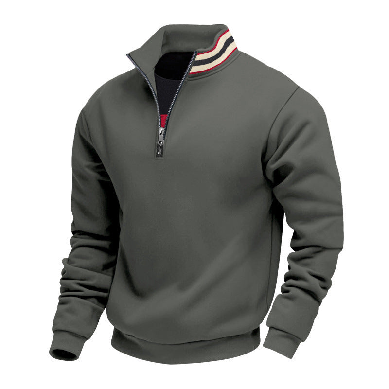 Herren nan Halvzip-sweatshirt med sporty ringkrave og blødt fleece-foring Skovae