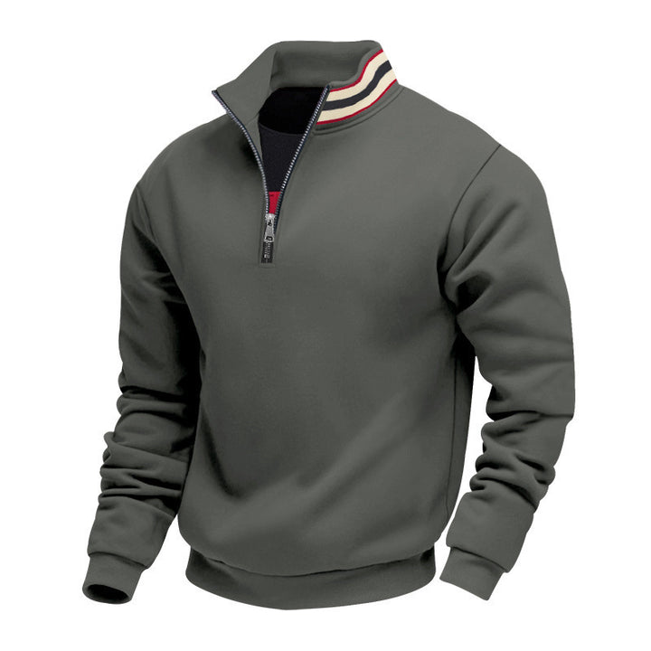 Herren nan Halvzip-sweatshirt med sporty ringkrave og blødt fleece-foring Skovae