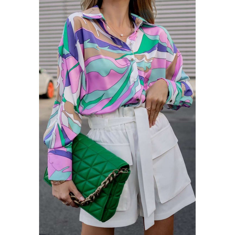 Dame Oversized Bluse med elegant blomsterdesign Stilla