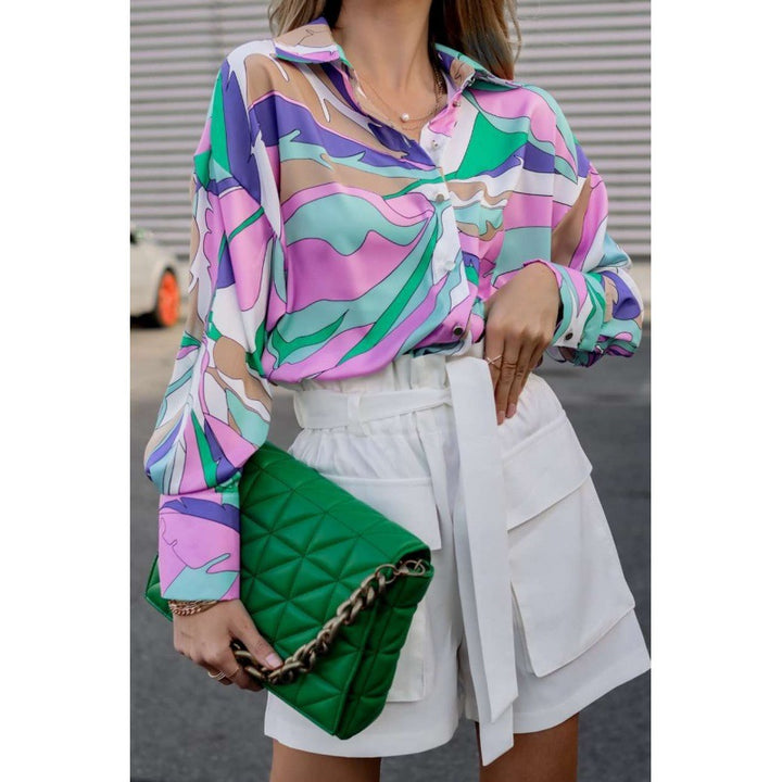 Dame Oversized Bluse med elegant blomsterdesign Stilla