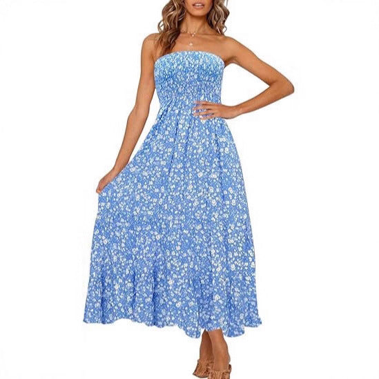 Dame Strapless Blomster Maxikjole Stilla