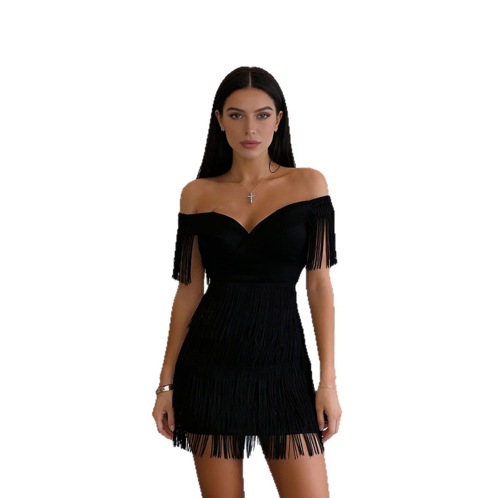 Damer Off-Shoulder kjole med frynser Skovae