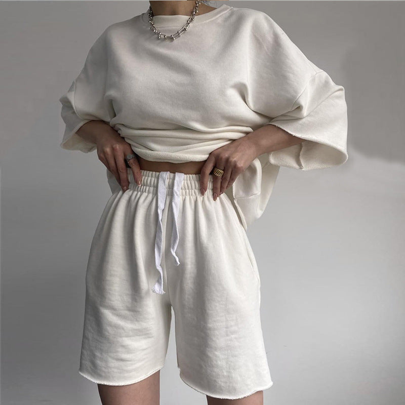 Kvinders casual sæt med kortærmet top og shorts Skovae