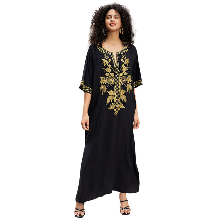 Dame Kaftan med kunstnerisk guld broderi Stilla