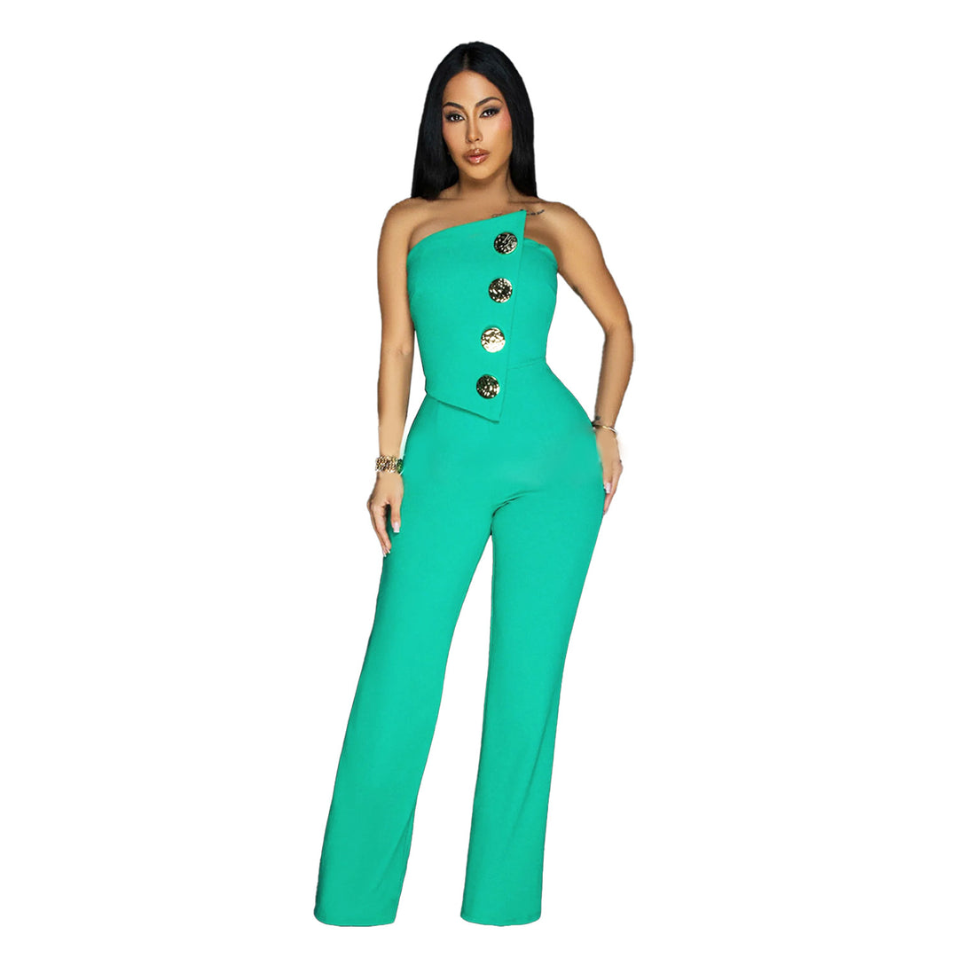 Dame Elegante Jumpsuit med asymmetrisk top og stilfulde knapdetaljer Stilla