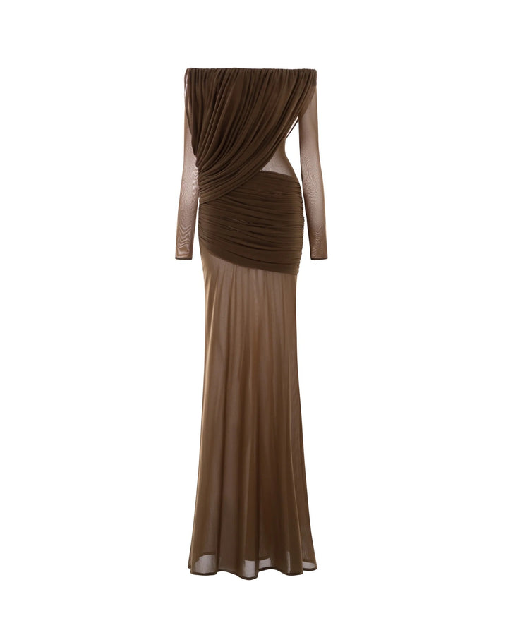Dame elegant kjole med asymmetrisk drapering Skovae