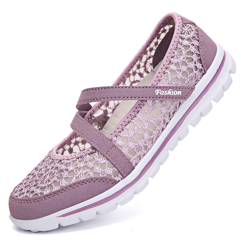 Dame nan hæklede Mary-Jane-sneakers med åndbart spidsmesh og fleksibel let sål Skovae