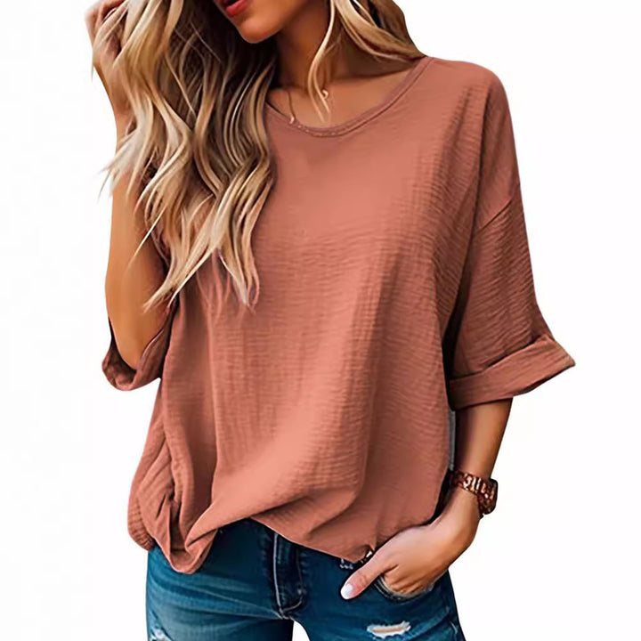 Dame Oversized T-Shirt med afslappet snit og opsmøgede ærmer Stilla