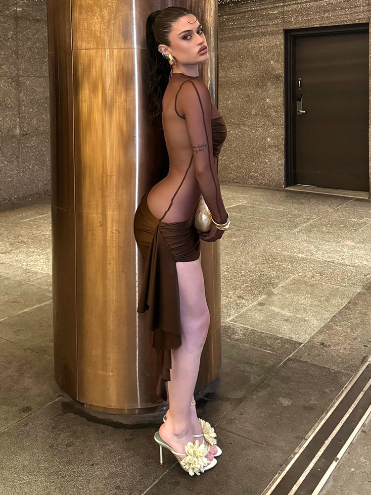 Femme Gennemsigtig Lagdelt Bodycon Kjole Stilla