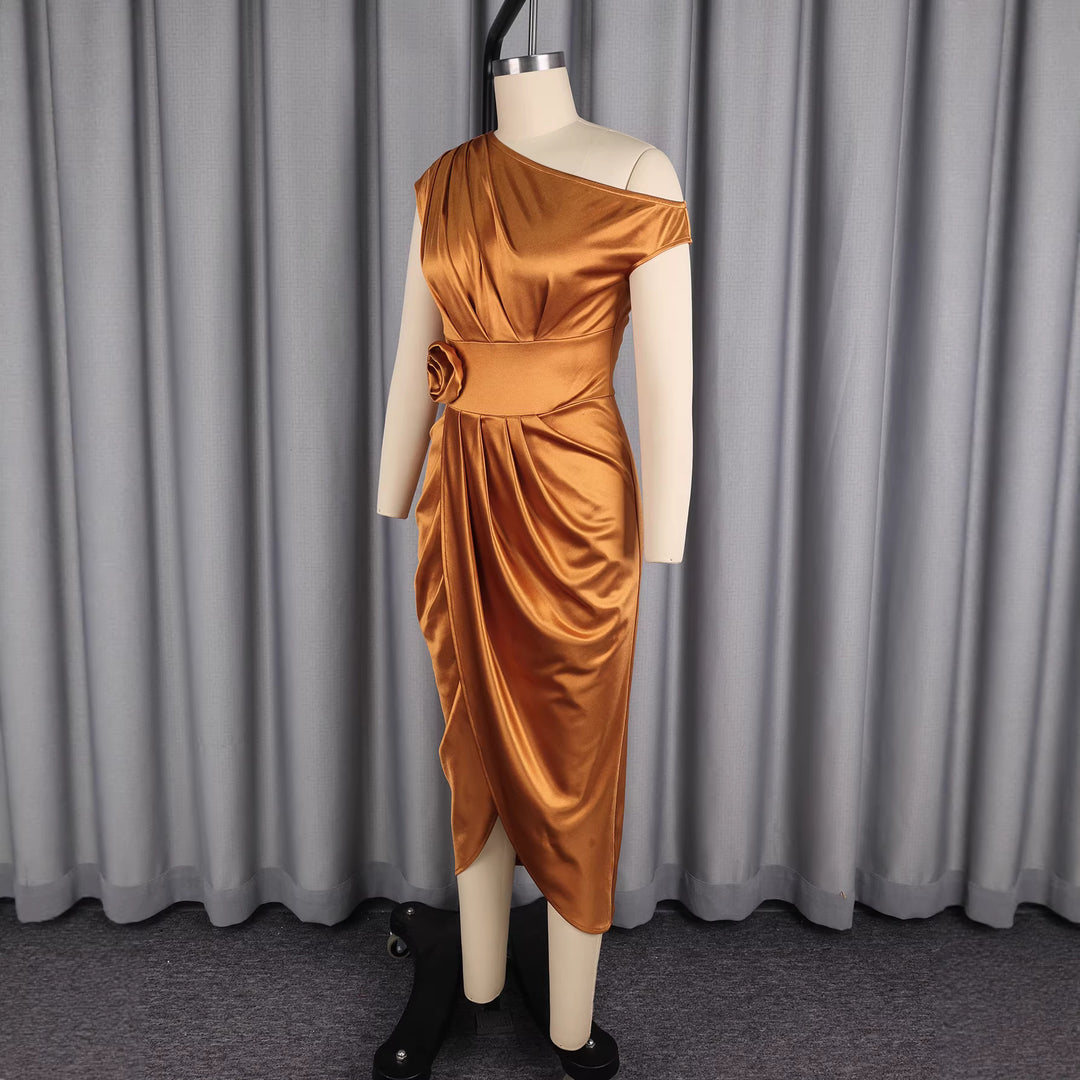 Damer Elegant Wrap Kjole med 3D-blomsterapplikation Skovae