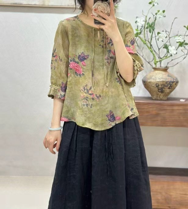 Femme Lækkert Floral Tryk Bluse Stilla