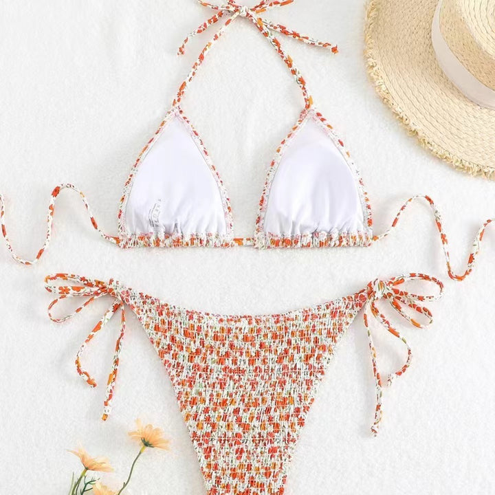 Dame Blomster mønster Triangle Bikini Sæt Stilla 1750839663