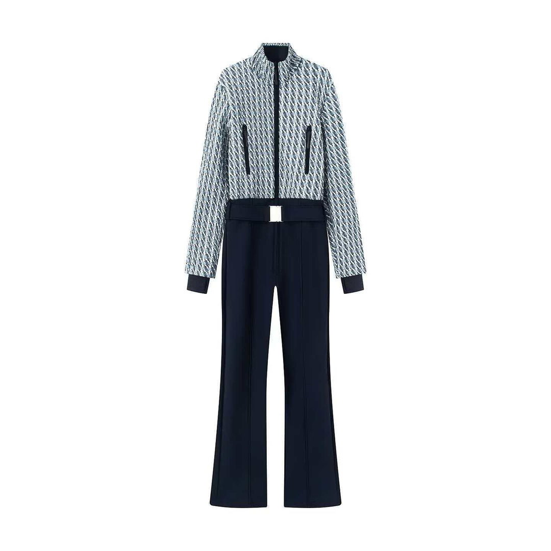 Kvinders sporty jumpsuit sæt med trendy lynlås og elastisk talje Stilla