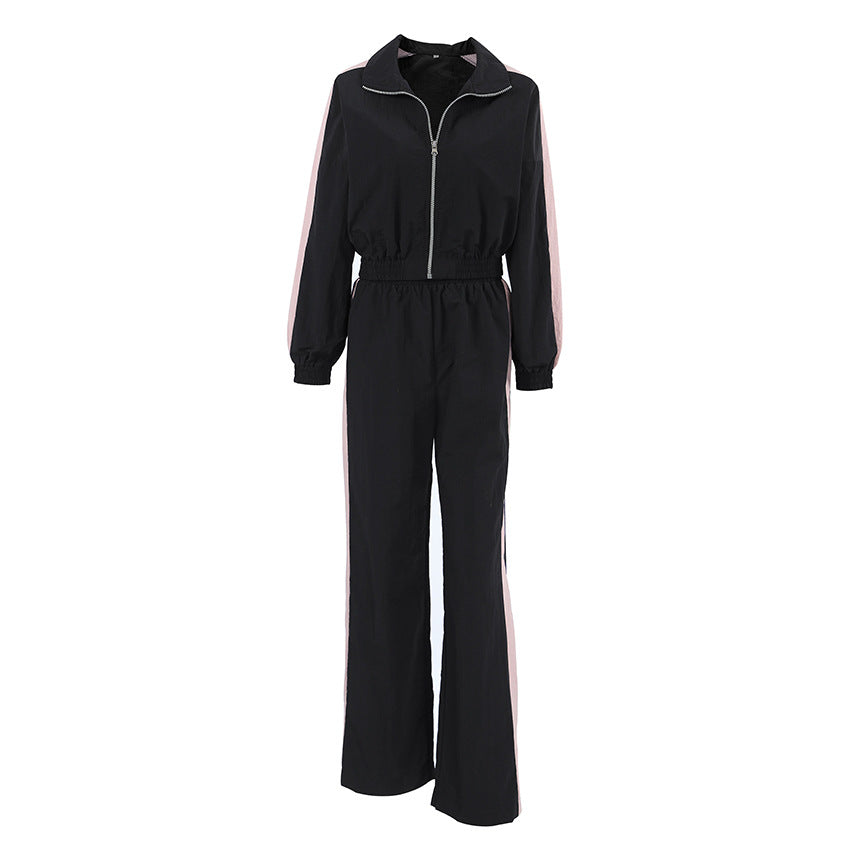 Dame Sporty to-delt sæt med cropped jakke og behagelige joggingbukser Stilla