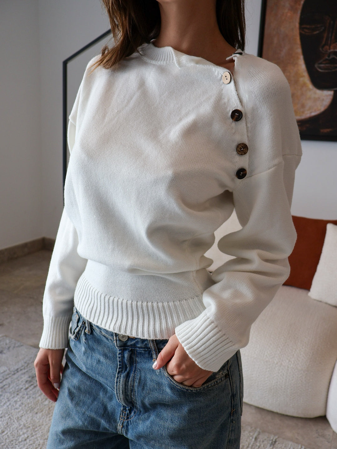 Kvindernes fashionable strikket sweater Stilla