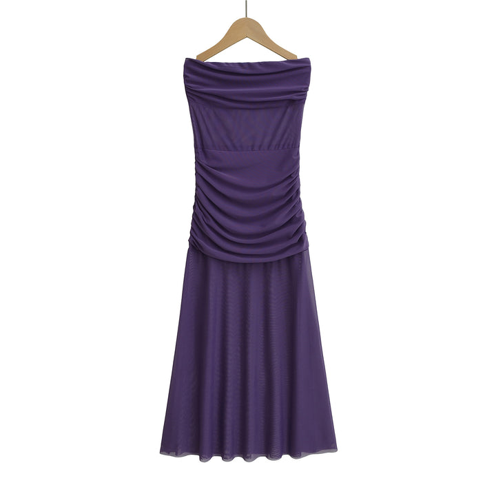 Dame Elegant Maxikjole med svajende nederdel og raffineret drapering-design Stilla