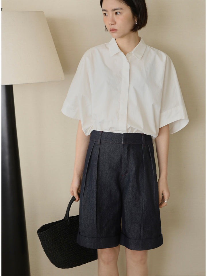 Dame elegante shorts med lavtalje og folder Stilla