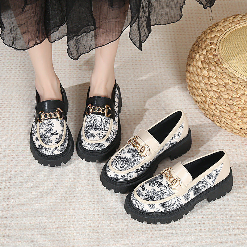 Dame Trendy Loafers med iøjnefaldende mønster og klodset sål Stilla