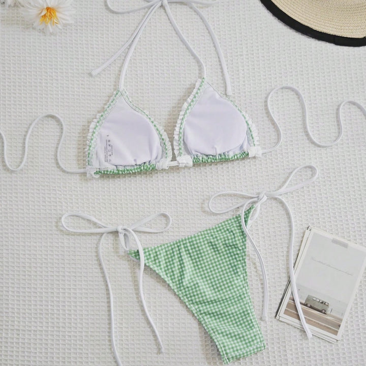 Dame Rüschen Drage Top Bikini Sæt Stilla