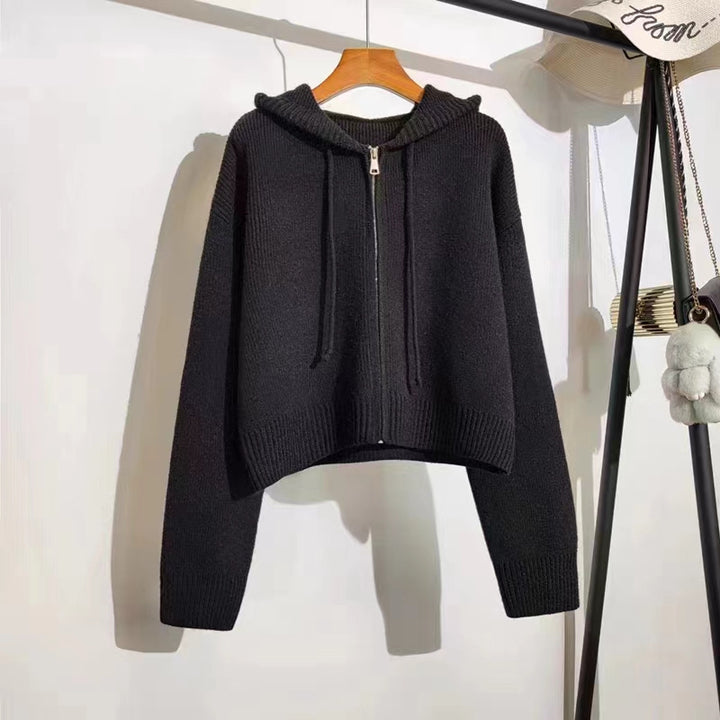 Kvinders cropped hoodie med fuld lynlås og hætte Stilla