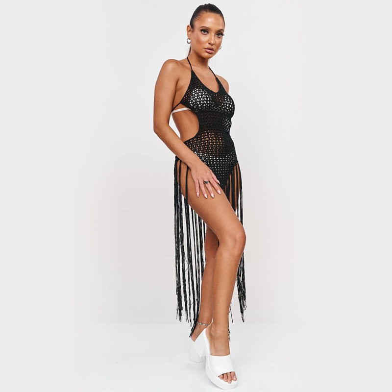 Dame Strik-Franje Cover-Up Kjole Stilla
