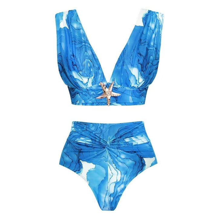 Dame bikini sæt med blomsteret omslagsskørt og smart top Stilla