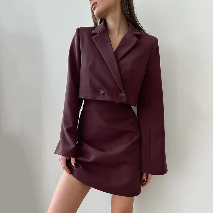 Dame Blazer-Kjole-Sæt med moderne snit og elegante pufærmer Stilla