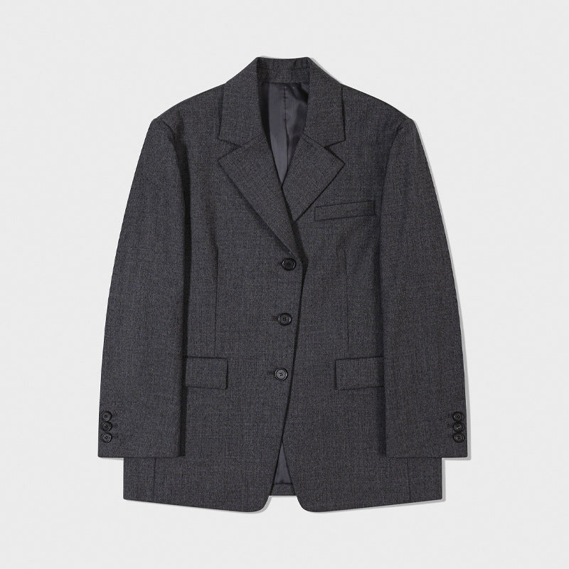 Dame moderne oversized blazer med højkvalitets stofdetaljer og bred revers Stilla