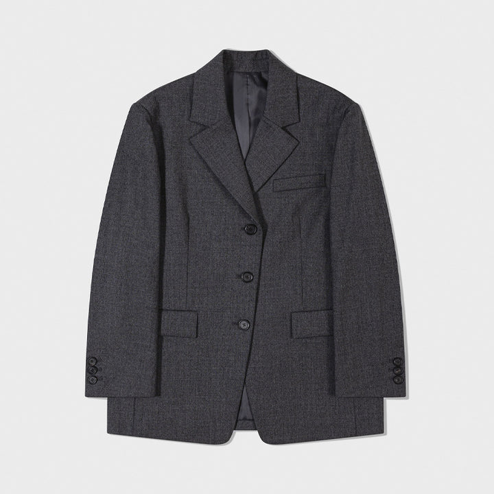 Dame moderne oversized blazer med højkvalitets stofdetaljer og bred revers Stilla