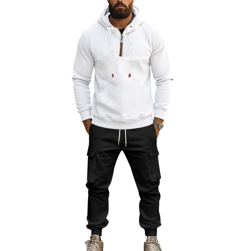 Herrer sporty hoodie-sæt med lynlås og praktiske lommer Stilla