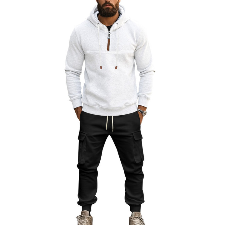 Herrer sporty hoodie-sæt med lynlås og praktiske lommer Stilla
