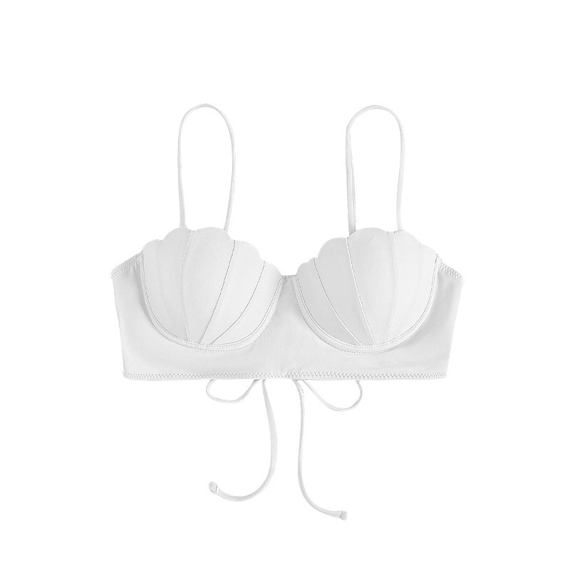 Dame bikini-overdel med muslingformet design og justerbare stropper Skovae