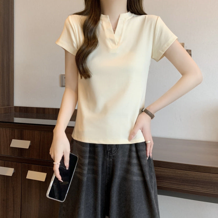Femme Stilfuldt Halvknap T-Shirt Stilla
